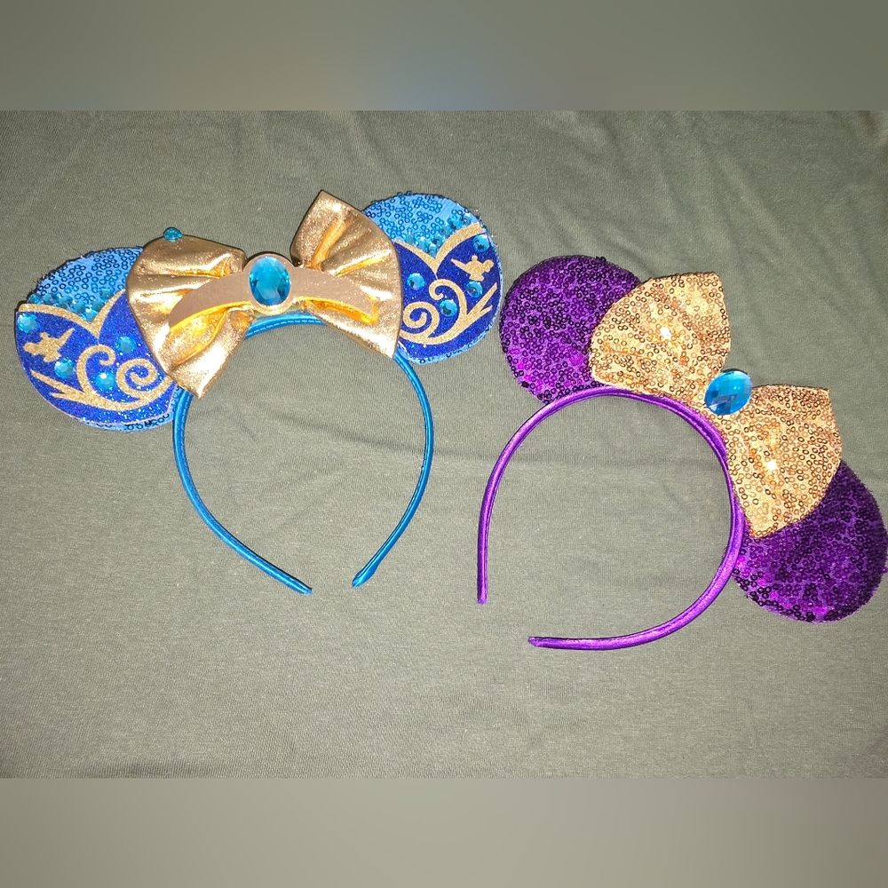 Glittery Mouse Ear Headbands - Blue and Purple